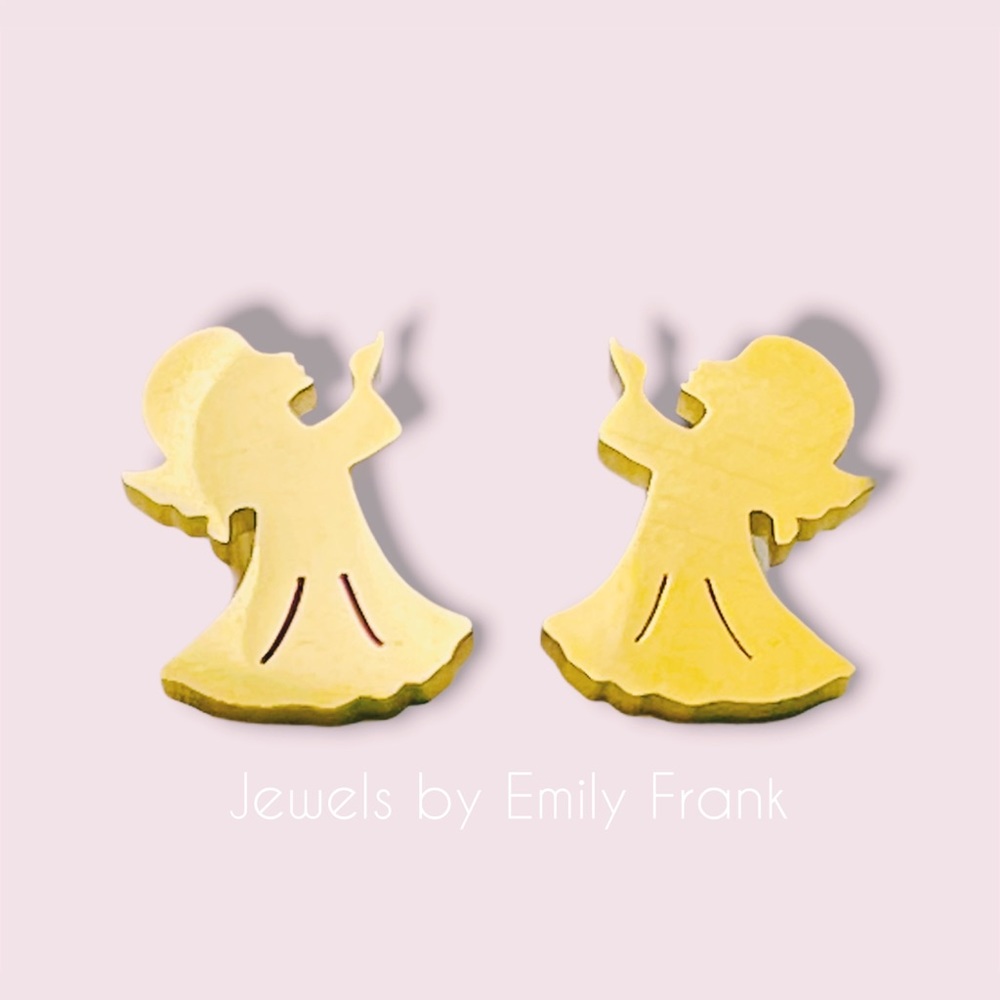 Angel gold plated stainless steel earrings